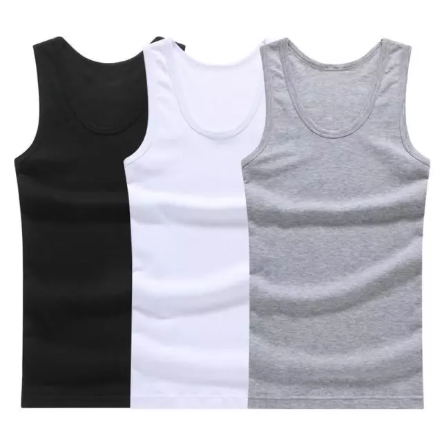 3 piezas Camisa Sin Mangas De Algodón Para Hombres Ropa Muscular Checo Interior