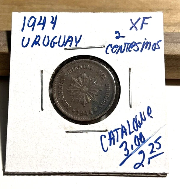 1944 So Uruguay 2 Centesimos XF (INV F)