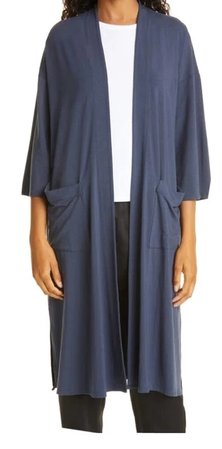 Eileen Fisher oceanblaue kastenförmige Damenjacke Größe M | REF CL15#
