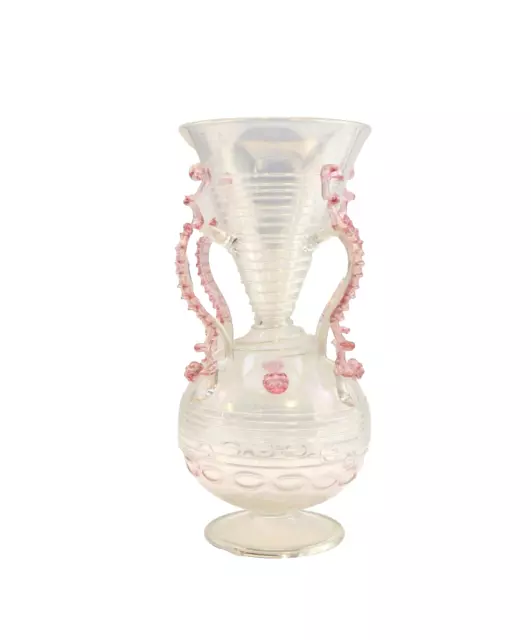 Murano irisierende Salviati / Toso Vase rosa Applikationen OG-23118