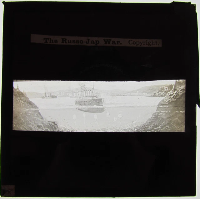 Glass Magic lantern slide RUSSO JAPANESE WAR - SUBMARINE IN MINEFIELD