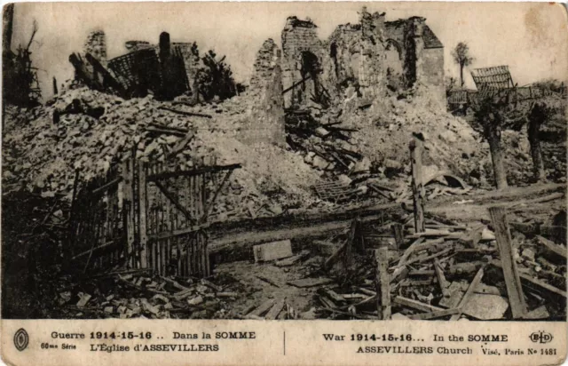 CPA Militaire, Dans la Somme - L'Eglise d'Assevillers (277949)