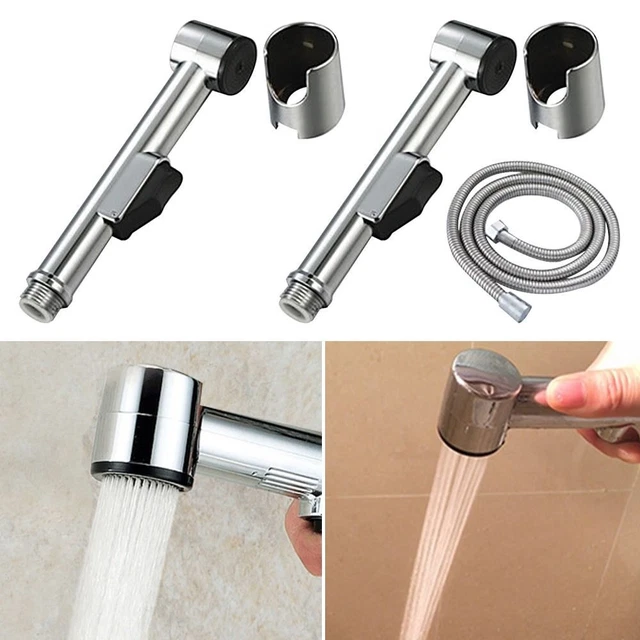 Kit Rubinetto Bidet Con Soffione Doccia E Tubo - Cromato, Per WC Portatile Igienico - 4