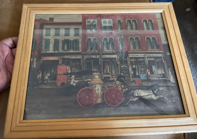 Vintage Steamer Horse Drawn Fire Engine Fireman Fire Department Picture. “1889”