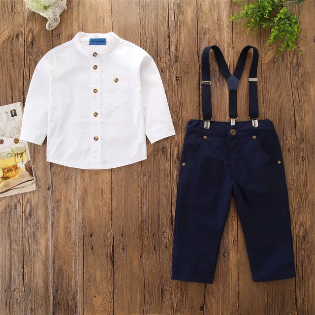Kid Baby Boys Wedding Outfit Toddler Suspender Formal Suit Gentleman Clothes Set