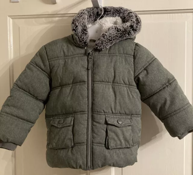 George warm padded grey coat baby￼ Age 18-24 Months Mittens Gloves Jacket Fleece