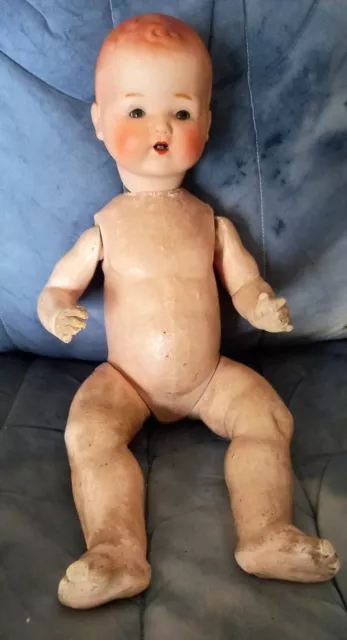 Antique German DREAM BABY type  doll. c1920. 18 inch. Unusual baby. 2