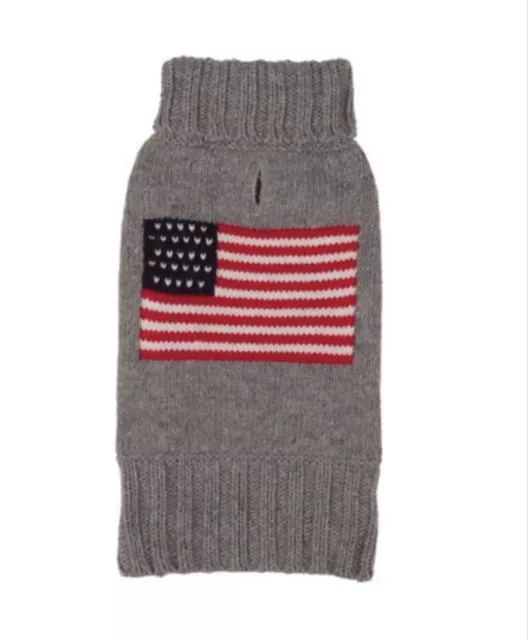 FabDog Dog Sweater Flag Patriotic - Gray - Size 20” - New w/Tags - Free Ship