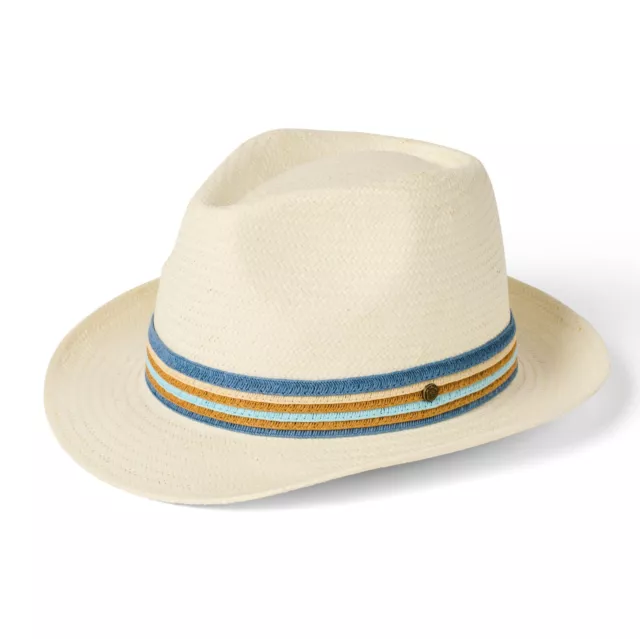 Failsworth Monaco Summer Straw Wide Brim Trilby Hat in Bleach White