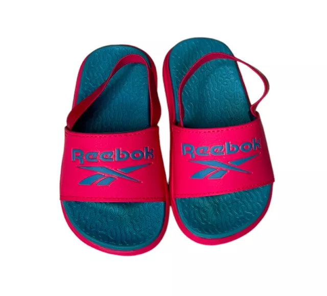 Reebok Pink Dual Density Slide Sandals Slingback Strap Infant Toddler Girl Sz 8