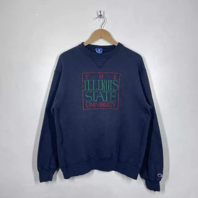 Vintage Champion Sweatshirt Mens XL Blue Illinois University USA Spell Out 90s