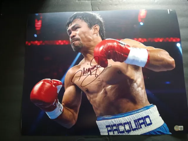 Manny Pacquiao Autographed 16x20 Photo.  Beckett Certed # 51091