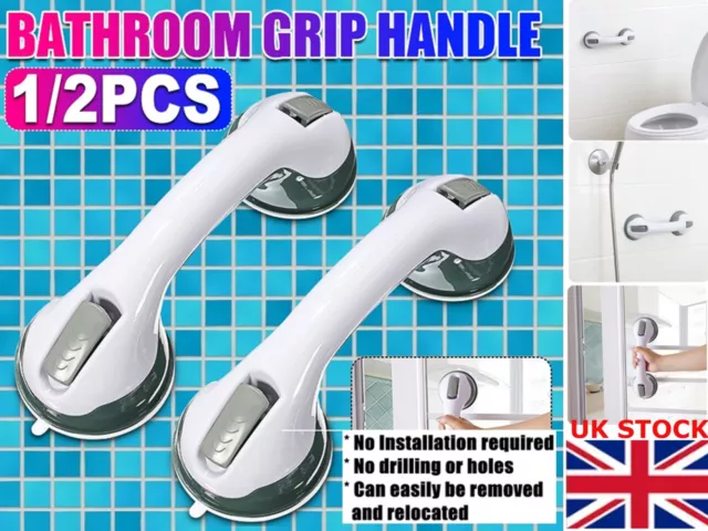 1/2PC Safety Support Hand Rail Handle Bar Grip Grab Suction Bath Bathroom Shower
