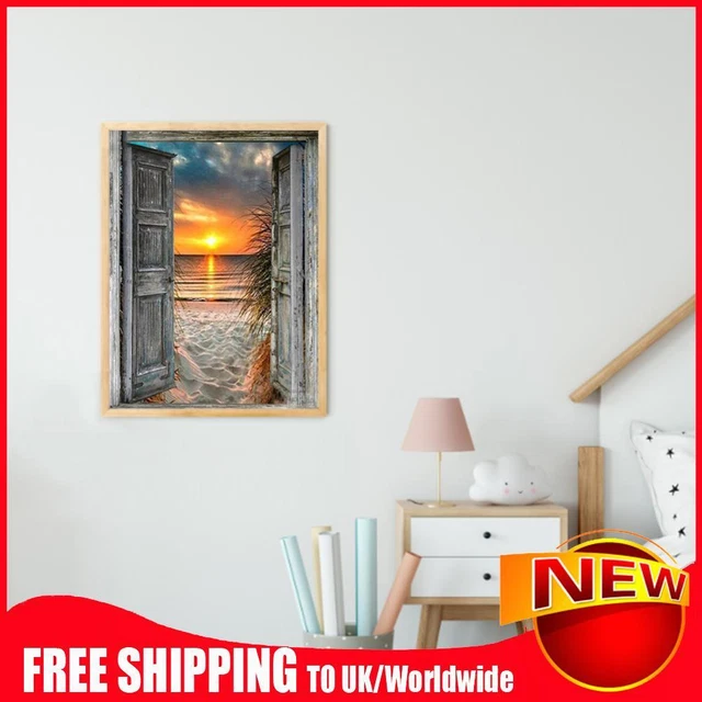 BEACH SUNSET OIL Paint By Numbers Kit Frameless Drawing Picture Wall ...