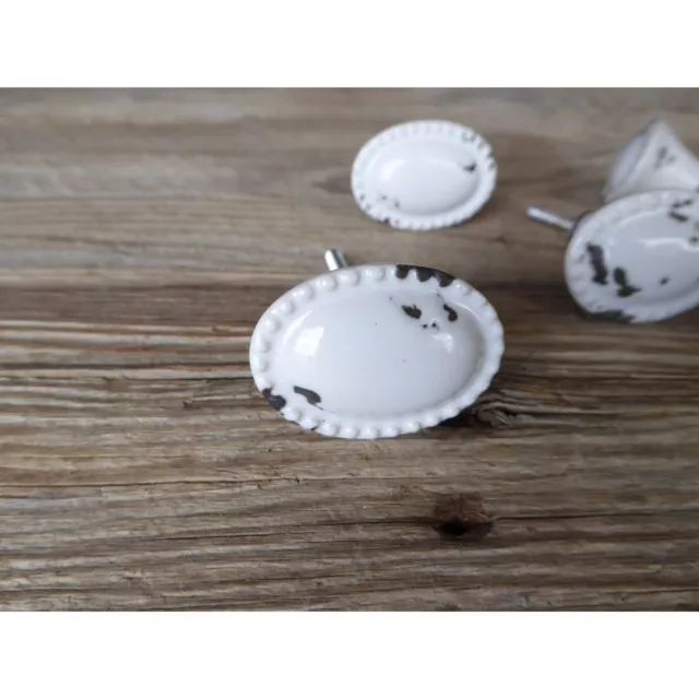 Poignée ovale vintage tiroir tirage blanc céramique armoire cuisine commode bouton de porte