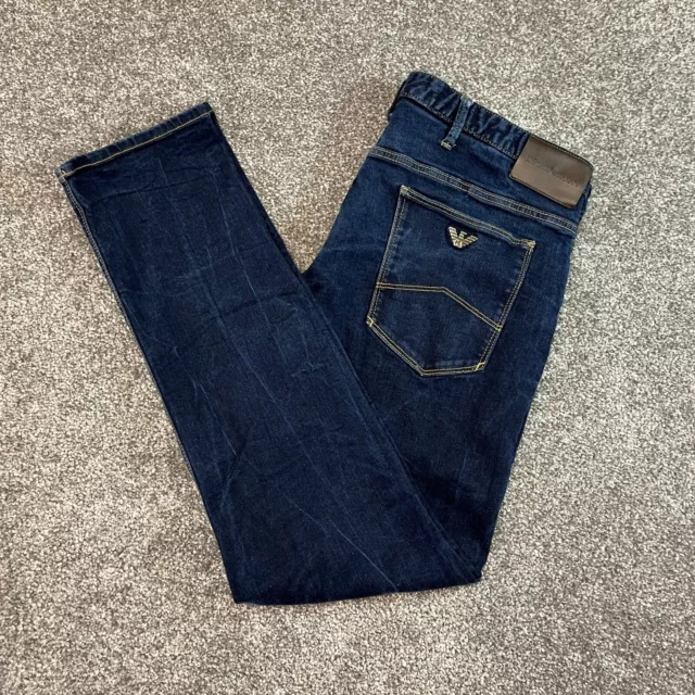 EMPORIO ARMANI J06 Slim Fit Mens Jeans W 34 L 30 Stretch Dark Blue Zip ...