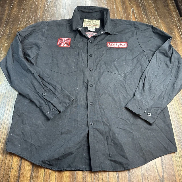 Jesse James West Coast Choppers Button Up Shirt Men's Large Black Embroidered