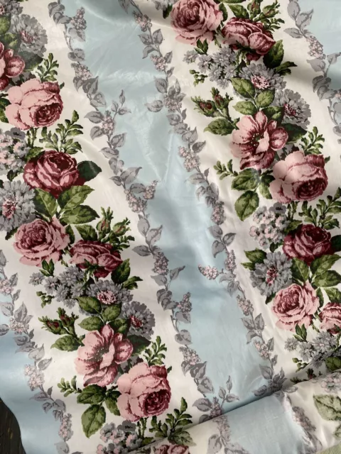 Per Metre Vintage English Rose Flamboyant Print Glazed Cotton Furnishing Fabric