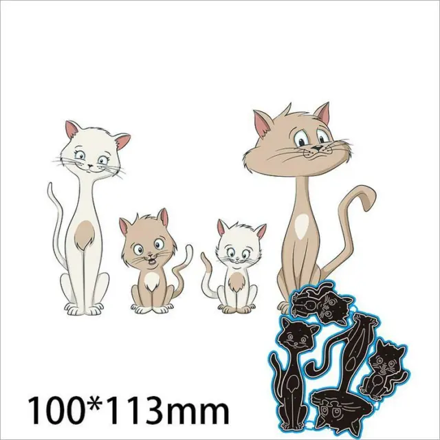 Cat Family of Four Metal Cutting Die Card Making Album Decorative Embossing DIY