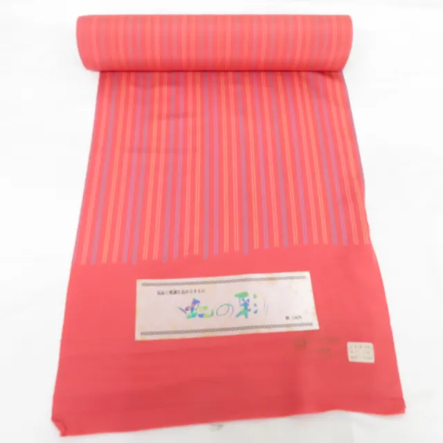Tanmono Kimono Fabric Silk Komon striped pattern Pink 472.4inch Women's