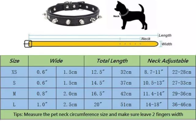 Cool Genuine Leather Spiked Studded Dog Pet Collars for Small Medium Dogs Cats P 2