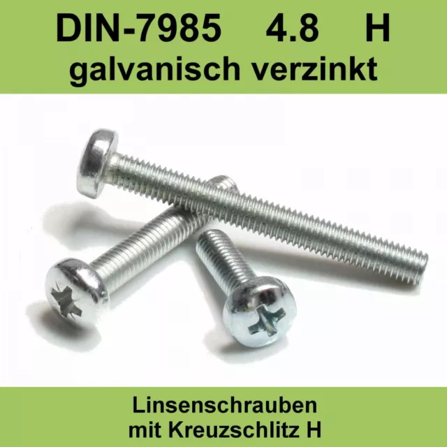 M3 DIN 7985 4.8 verzinkt Linsenkopfschraube mit Kreuzschlitz Linsenschrauben M3x