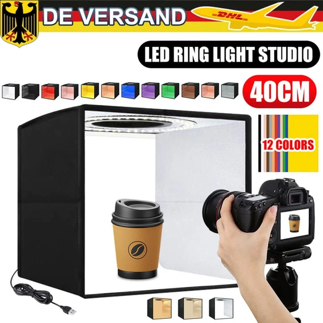 Scatola Luce Per Foto Professionali 40x40 Cm - Studio Box Pieghevole Con Luci LED Dimmerabili Per Prodotti E Animali - Foto 2