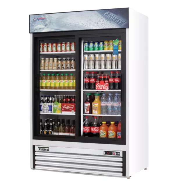 Everest EMGR48 53" Merchandiser Refrigerator, Two Sliding Door, White Exterio...