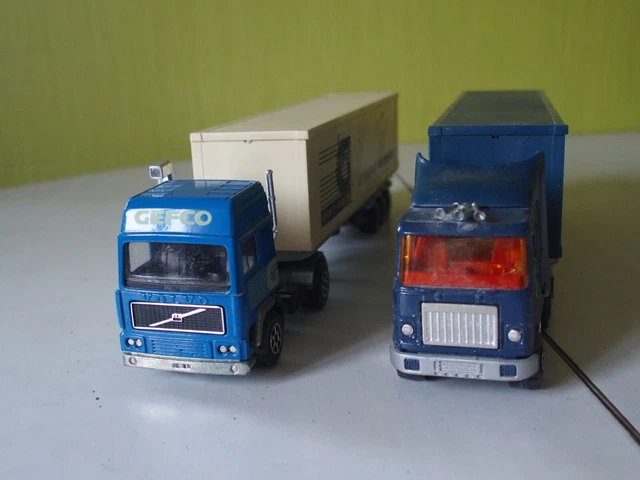 Lot De 5 Camions Majorette Bernard Avec Rails Et Route - Édition Vintage Fabriquée En France