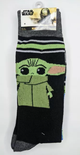NEW Star Wars Mandalorian Child Grogu Baby Yoda Crew Socks set of 2 Mens Disney