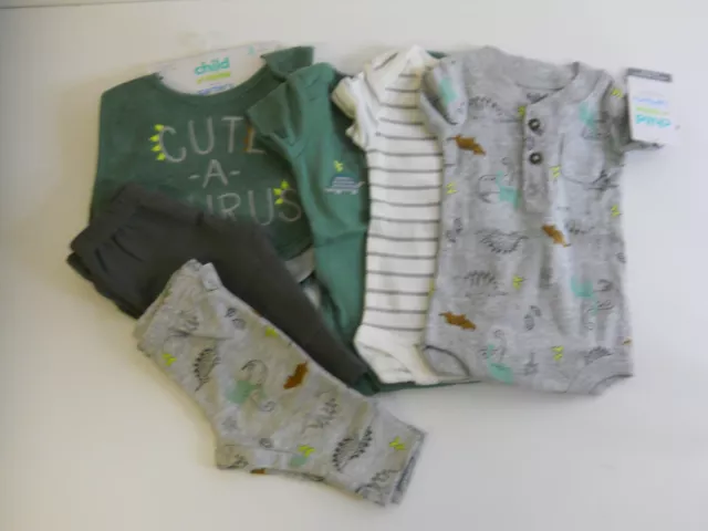 Baby Boys Child of Mine by Carters Short Sleeve Bodysuits Pants Bibs Set Size NB