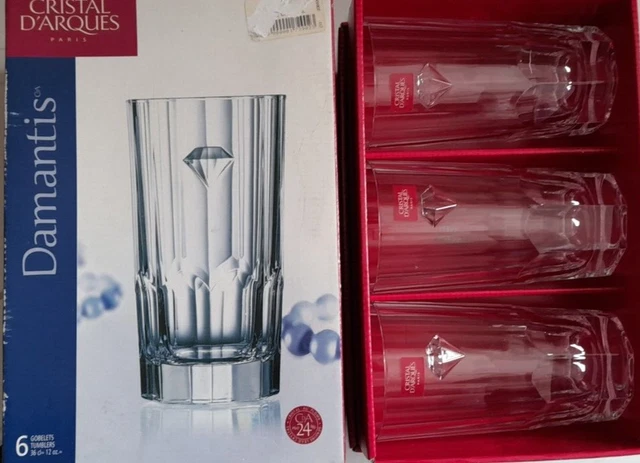Cristal D'Arques Intuition Colors - 6 Gobelets 35 Cl Rose En Kwarx - Verres Hauts Brillants Cubistes Incassables