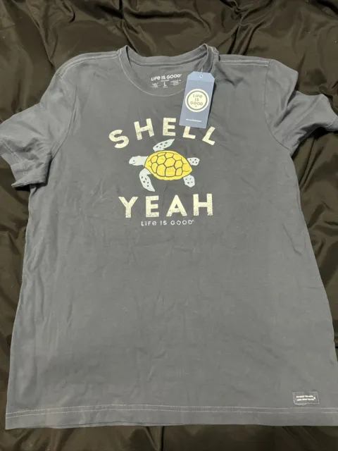 Men's Short Sleeve Shirt "Shell Yeah Life is Good" Turtle NEW Size L Large