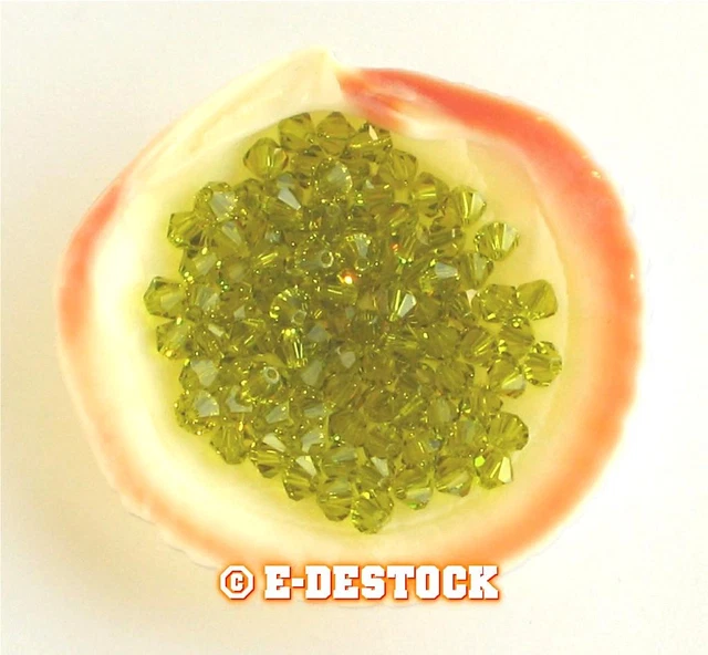 25 Perles Toupies 4mm Cristal Swarovski - LIGHT OLIVINE