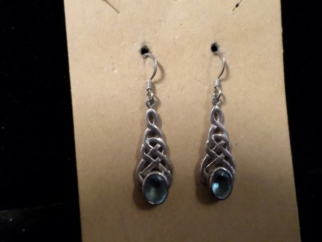 STERLING SILVER BLUE Stone Earrings $27.10 - PicClick CA