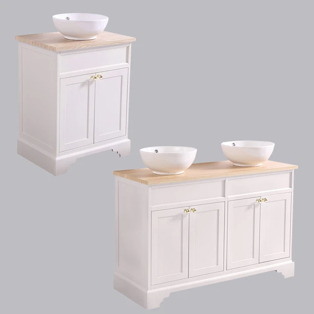 BATHROOM TRADITIONAL VANITY Unit Countertop Basin Storage Ivory