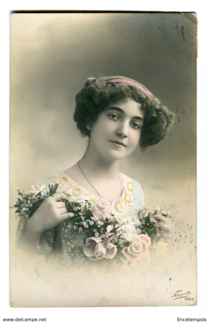 CPA-Carte postale -Belgique - Fantaisie - Femme - Fleur - 1912 (F75)