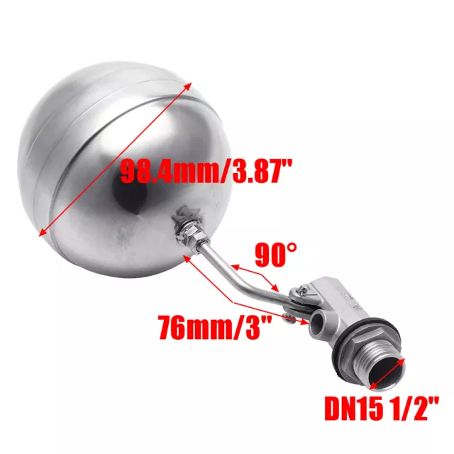 1/2" DN15 Stainless Steel Floating Ball Valve Adjustable Water Level NEW