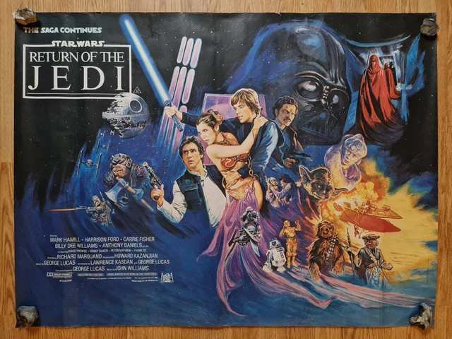 STAR WARS RETURN OF THE JEDI ORIGINAL QUAD POSTER 1983 30x40" V1 UK Film Cinema
