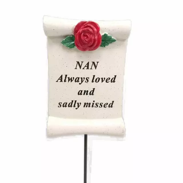Always Loved Nan Flower Rose Memorial Tribute Stick Graveside Plaque