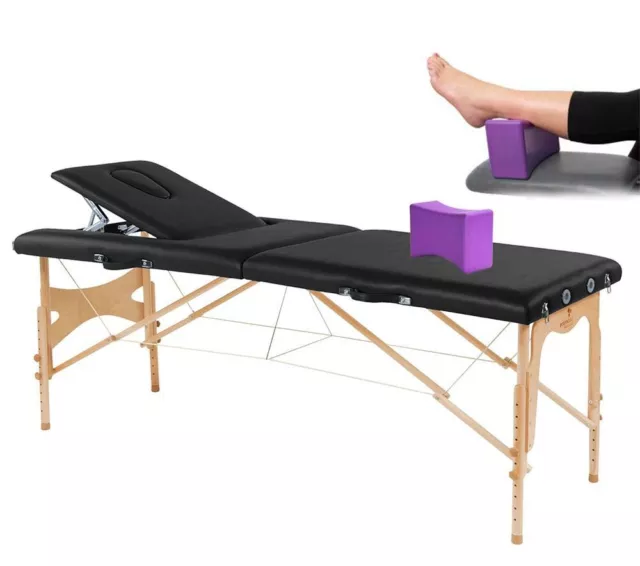 Behandlungsliege,Lit de Massage,Canapé Pliable,Bois + Bodyblock Lagerungshilfe