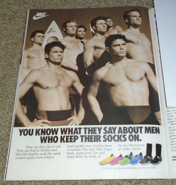 VINTAGE 1989 NIKE Aqua Socks promo print AD in magazine RARE