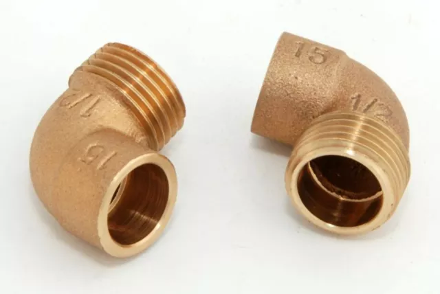 2x Rotguss Winkel i/a 90° 15mm - 1/2" / 4092g Rotgussfitting red brass gunmetal