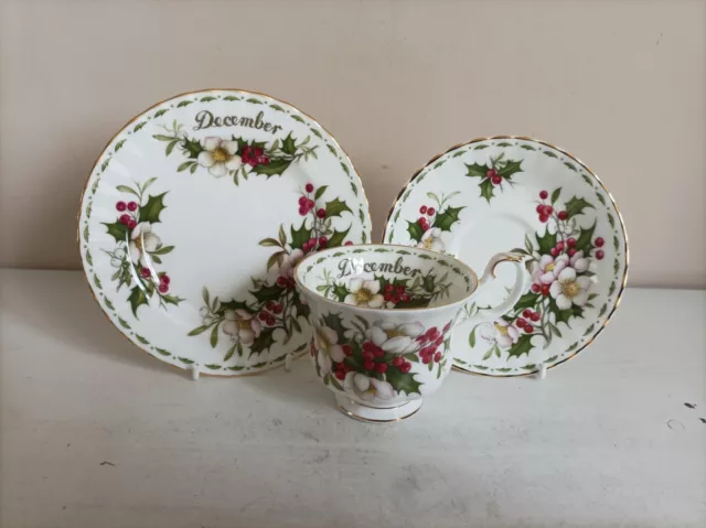 Royal Albert "Flower of the Month - December, Christmas Rose" Tea Trio