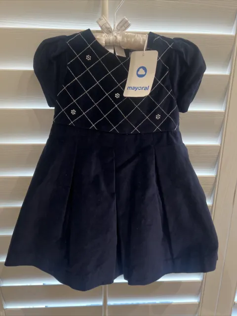Mayoral toddler girl Navy blue Velvet dress 3T NWT Hanukkah Christmas w/silver