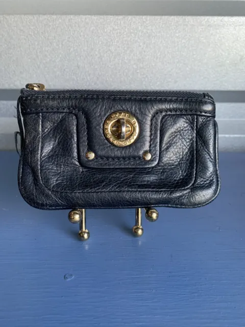 Marc by Marc Jacobs Navy Blue Leather Coin Purse Keychain Wristlet Wallet