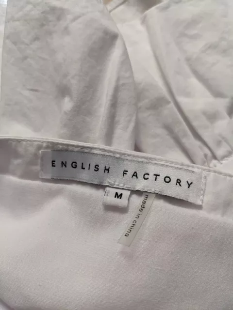 English Factory Spaghetti Strap Two Bow Front Top Shirt White Sz Medium M 3