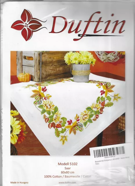 Duftin Floral Table Cloth Embroidery Kit Unused Preowned