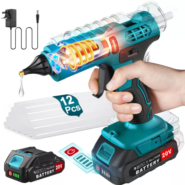 100W Cordless Electric Hot Melt Glue Gun with 12x Glue Sticks Set For Makita 20V