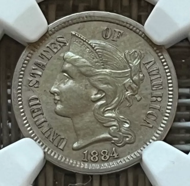 1884 3 cent nickel, NGC graded PF 60